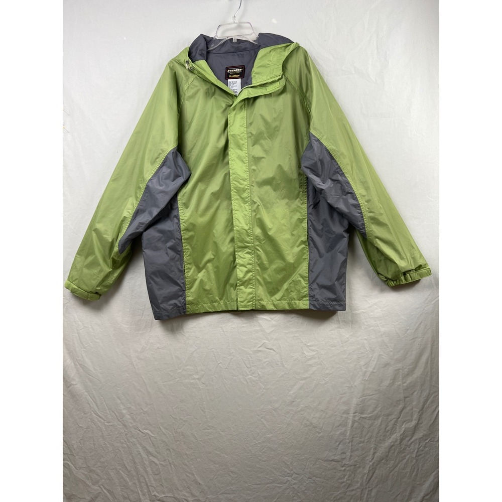 Stearns DryWear Rain Jacket Mens Large Green Gray Waterproof Ripstop 8732